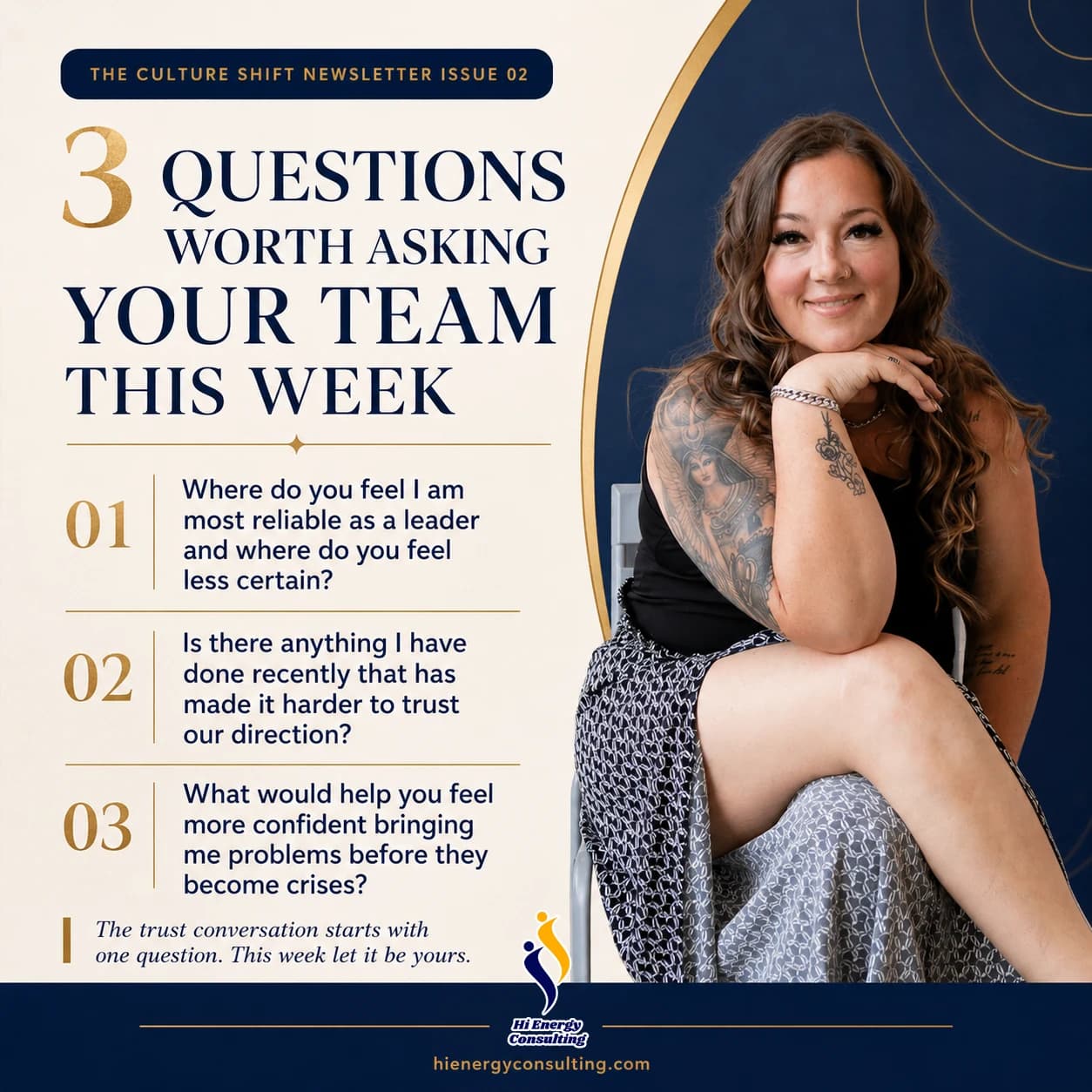 Three trust questions: Where am I reliable? What has made trust harder? What would help you bring problems forward sooner?
